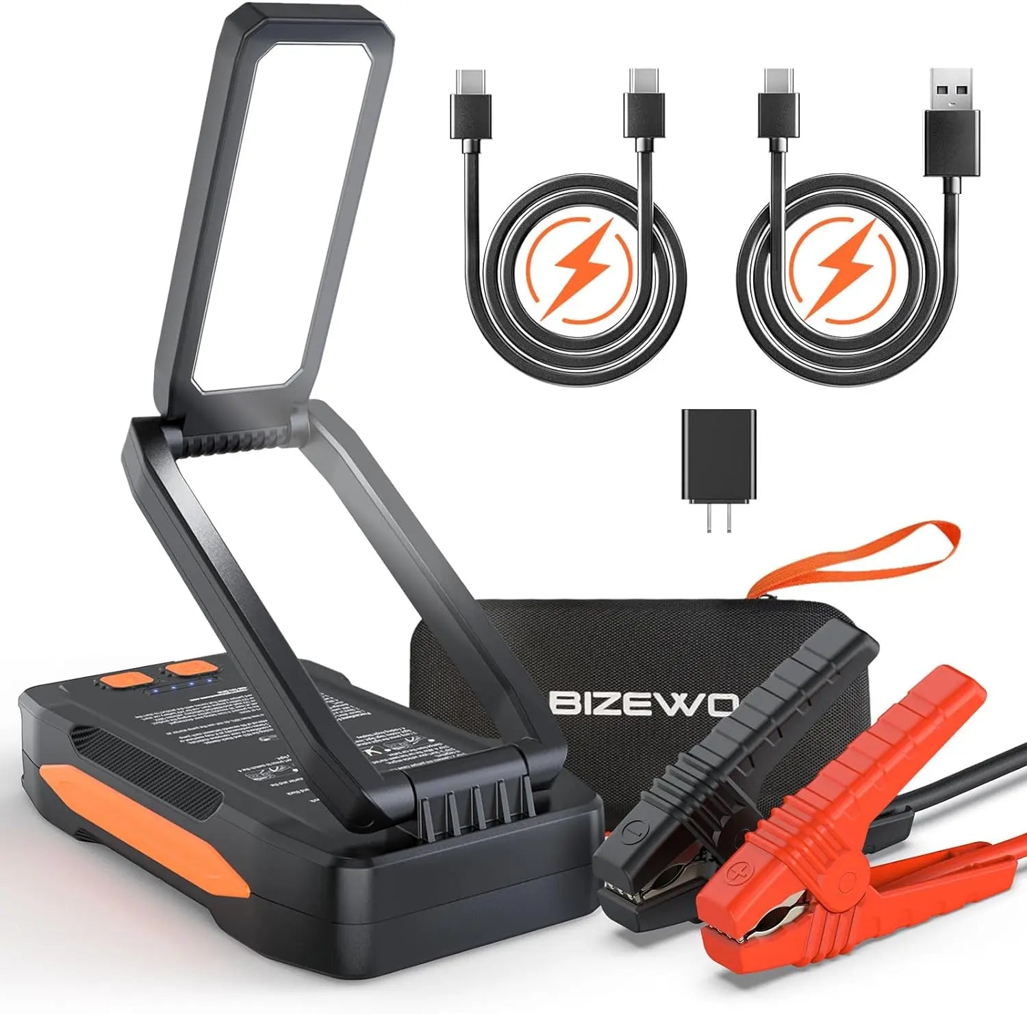 BIZEWO Jump Starter Battery Pack, 60W Quick Charge, 2000A Peak Car Battery  Jump Starter Portable for Up to 8.0L Gas or 6.0L Diesel Engines, 12V Car